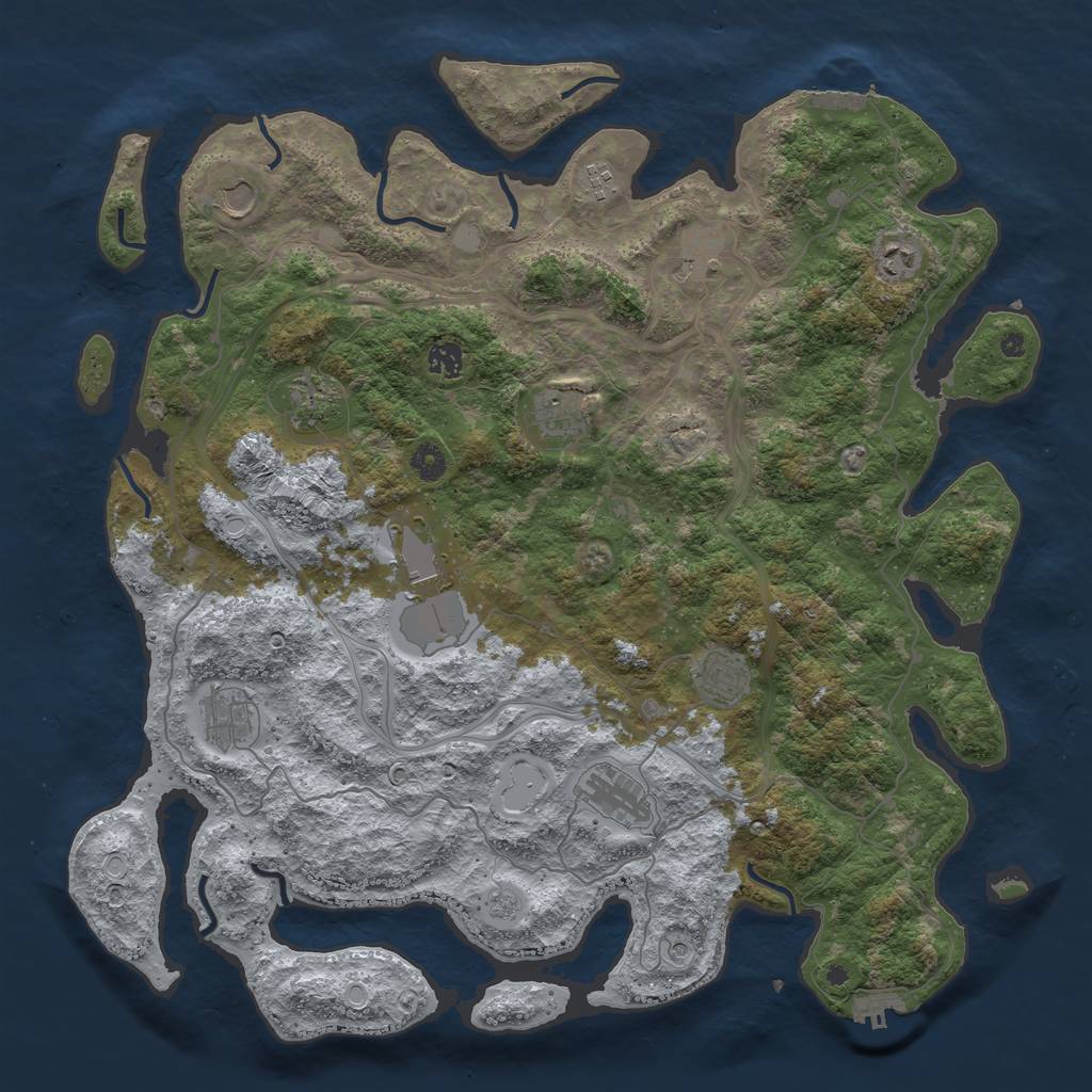 Rust Map: Procedural Map, Size: 4500, Seed: 2101701219, 20 Monuments