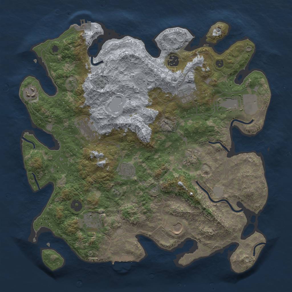 Rust Map: Procedural Map, Size: 3800, Seed: 1716879465, 19 Monuments