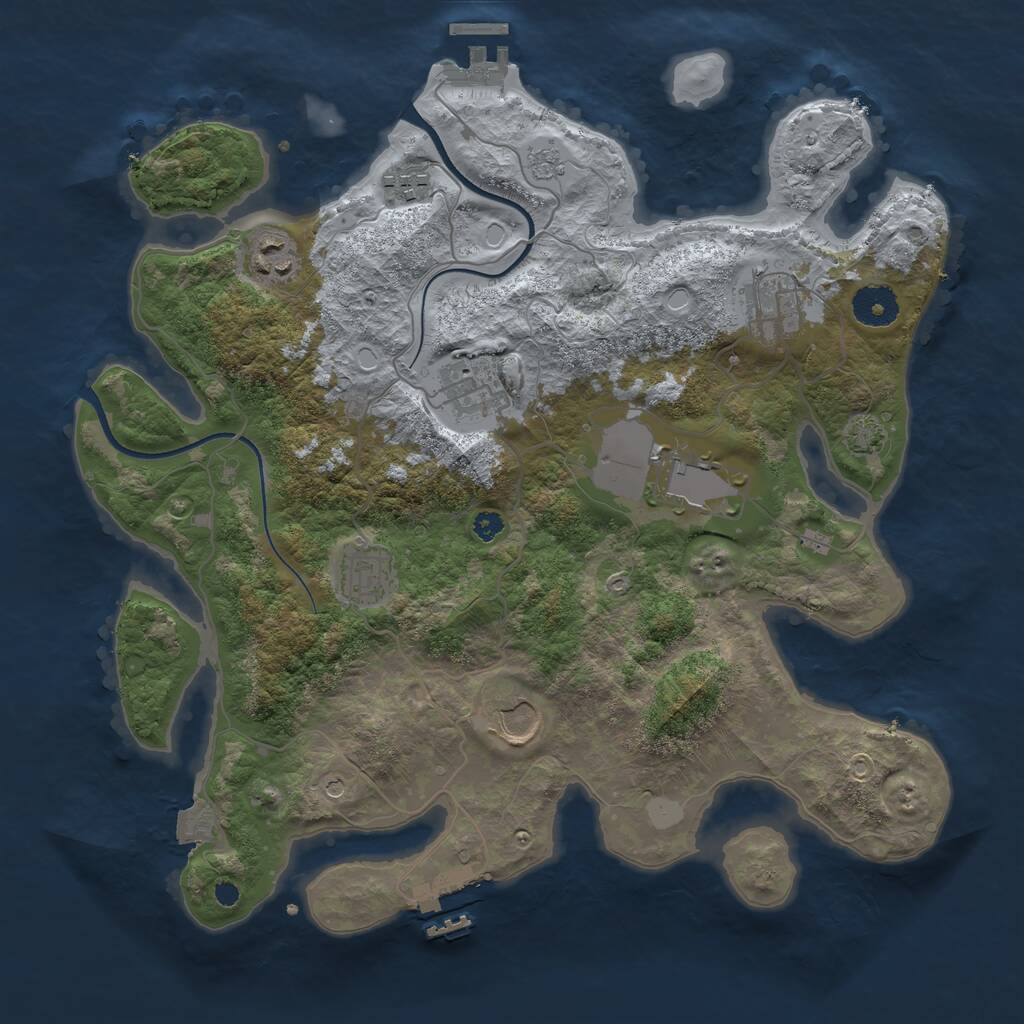 Rust Map: Procedural Map, Size: 3500, Seed: 86436755, 13 Monuments