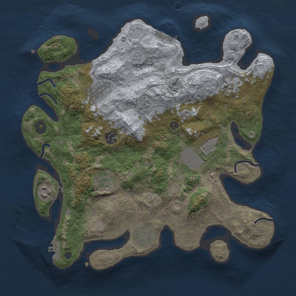Rust Map: Procedural Map, Size: 3500, Seed: 86436755, 17 Monuments