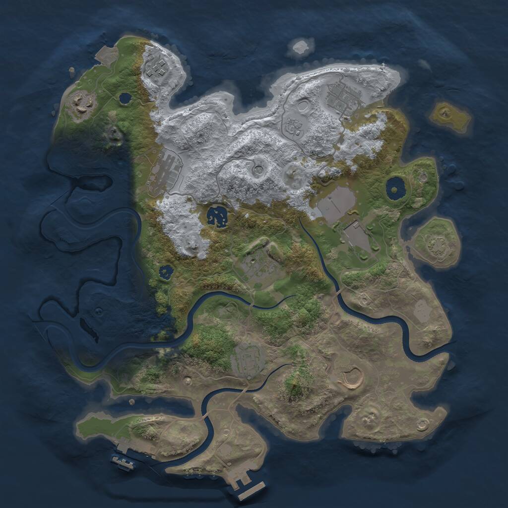 Rust Map: Procedural Map, Size: 3500, Seed: 59255218, 15 Monuments