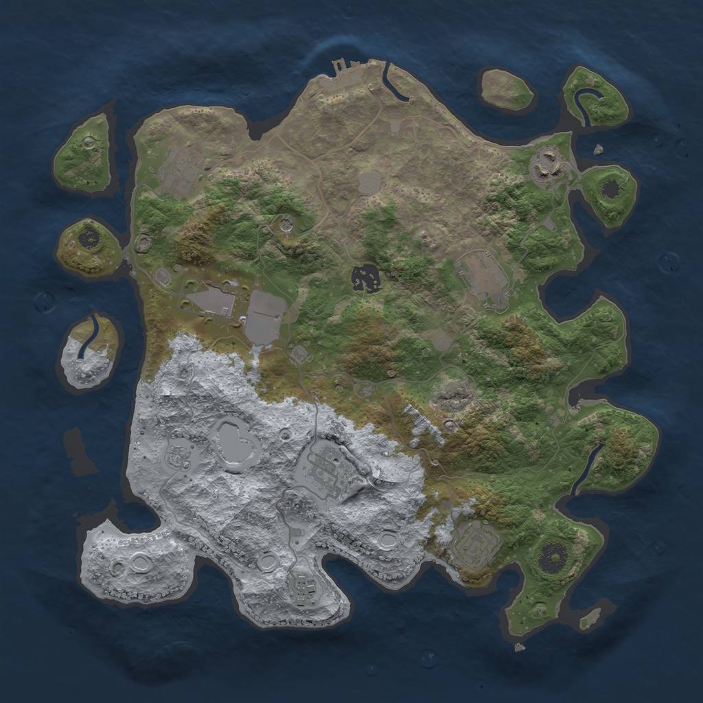 Rust Map: Procedural Map, Size: 3500, Seed: 17111975, 16 Monuments