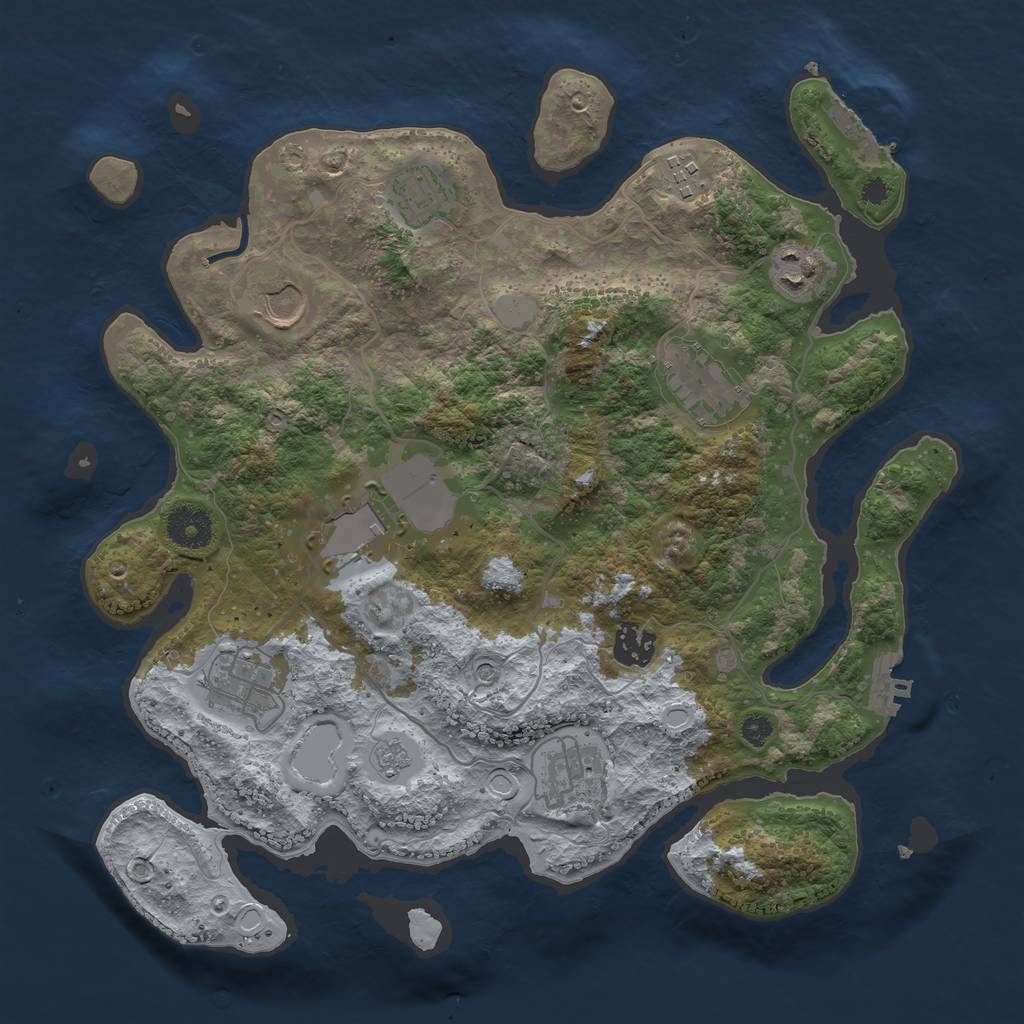 Rust Map: Procedural Map, Size: 3500, Seed: 11345180, 18 Monuments