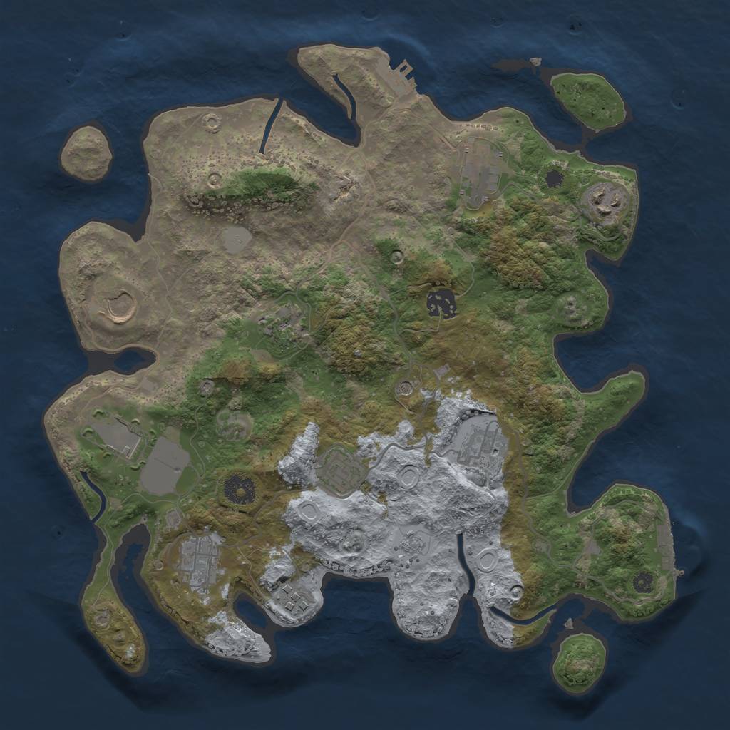 Rust Map: Procedural Map, Size: 3500, Seed: 48003691, 19 Monuments