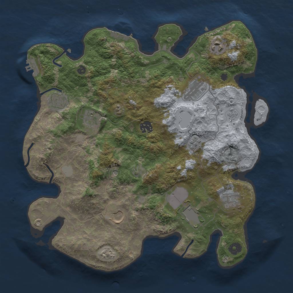 Rust Map: Procedural Map, Size: 3500, Seed: 204116310, 18 Monuments