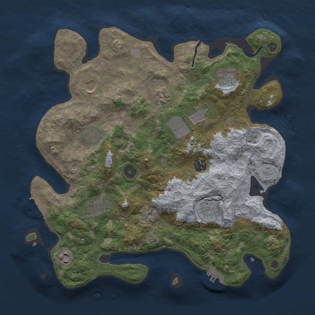Rust Map: Procedural Map, Size: 3700, Seed: 515777434, 19 Monuments