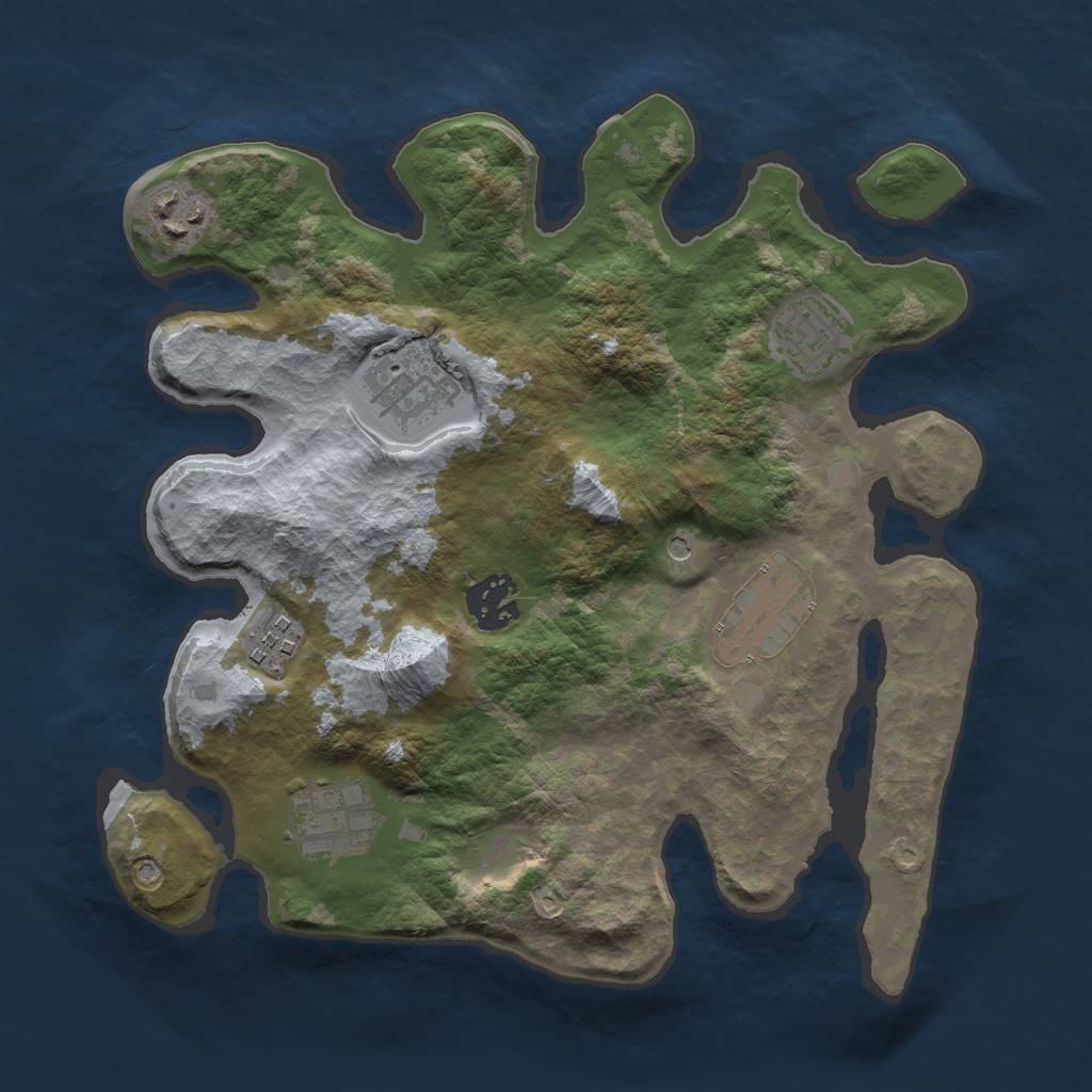Rust Map: Barren, Size: 3000, Seed: 24881, 10 Monuments
