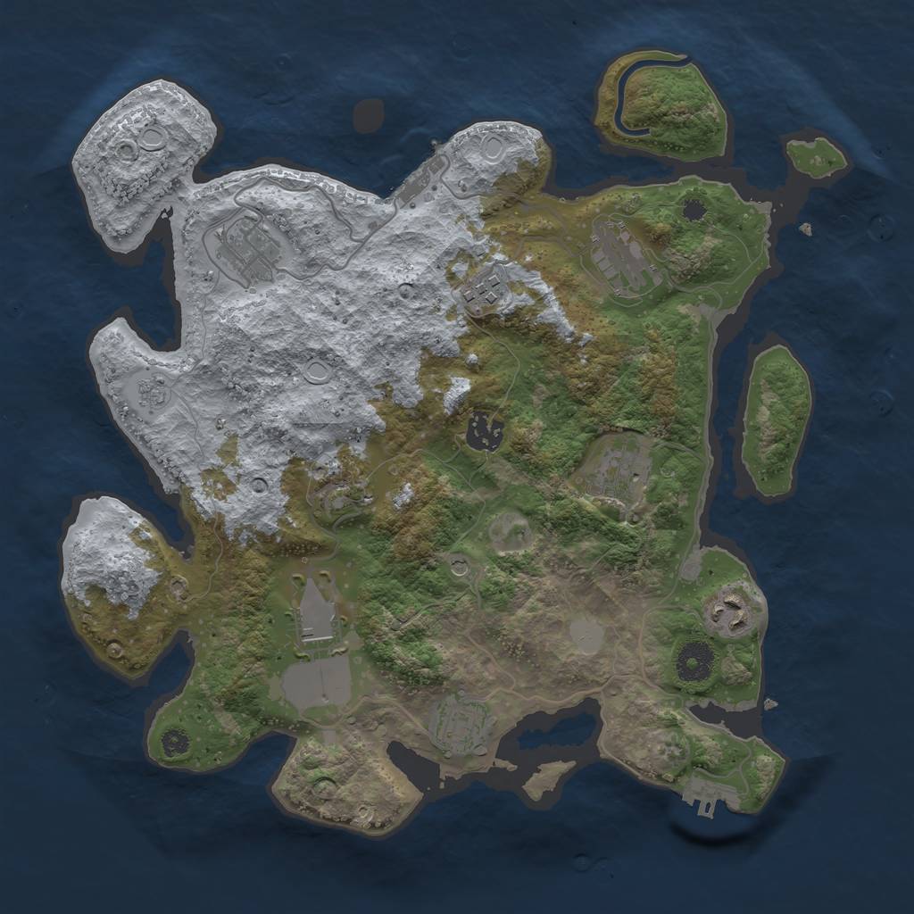 Rust Map: Procedural Map, Size: 3500, Seed: 528521362, 18 Monuments