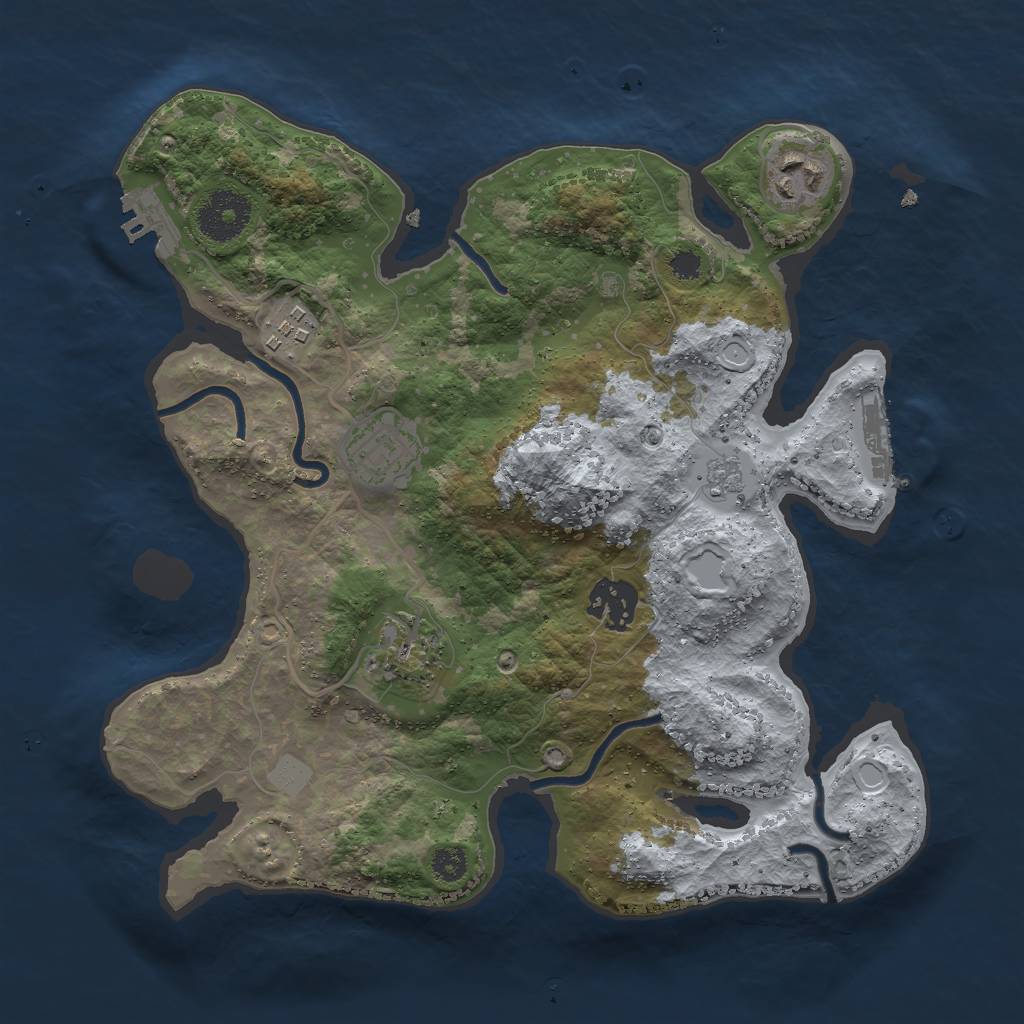 Rust Map: Procedural Map, Size: 3000, Seed: 44558, 13 Monuments