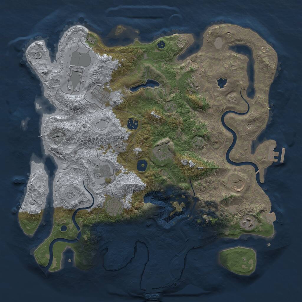 Rust Map: Procedural Map, Size: 4000, Seed: 1989430410, 16 Monuments