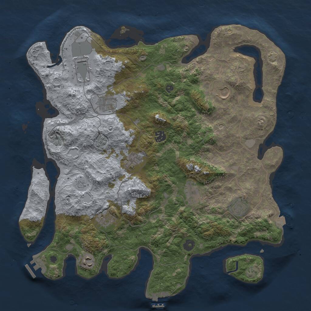 Rust Map: Procedural Map, Size: 4000, Seed: 1989430410, 16 Monuments