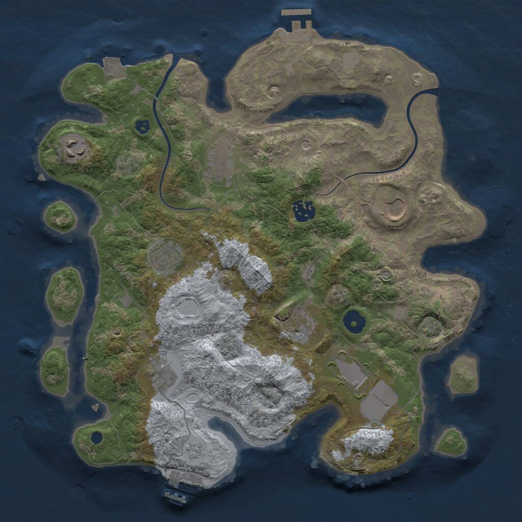 Rust Map: Procedural Map, Size: 3500, Seed: 11333, 15 Monuments