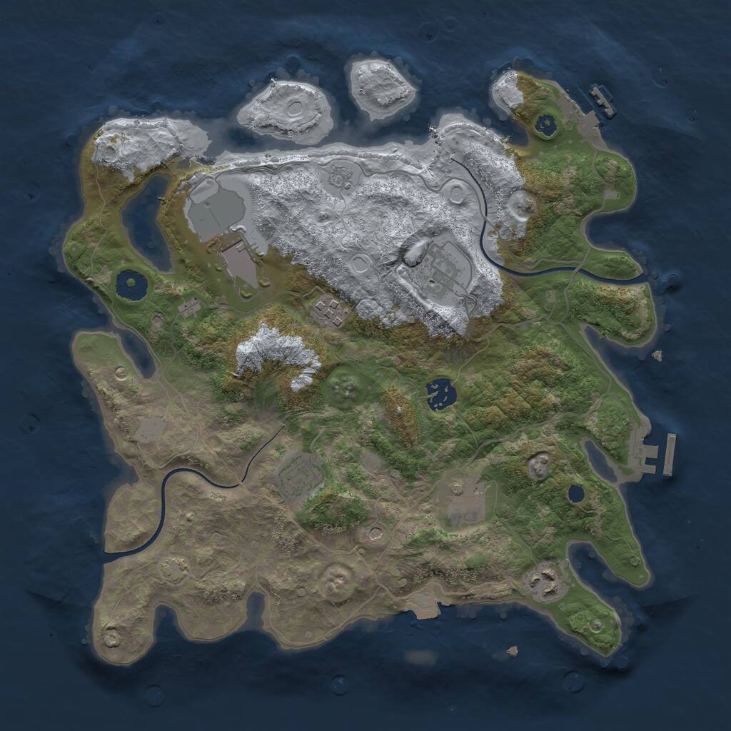 Rust Map: Procedural Map, Size: 3500, Seed: 13835, 13 Monuments