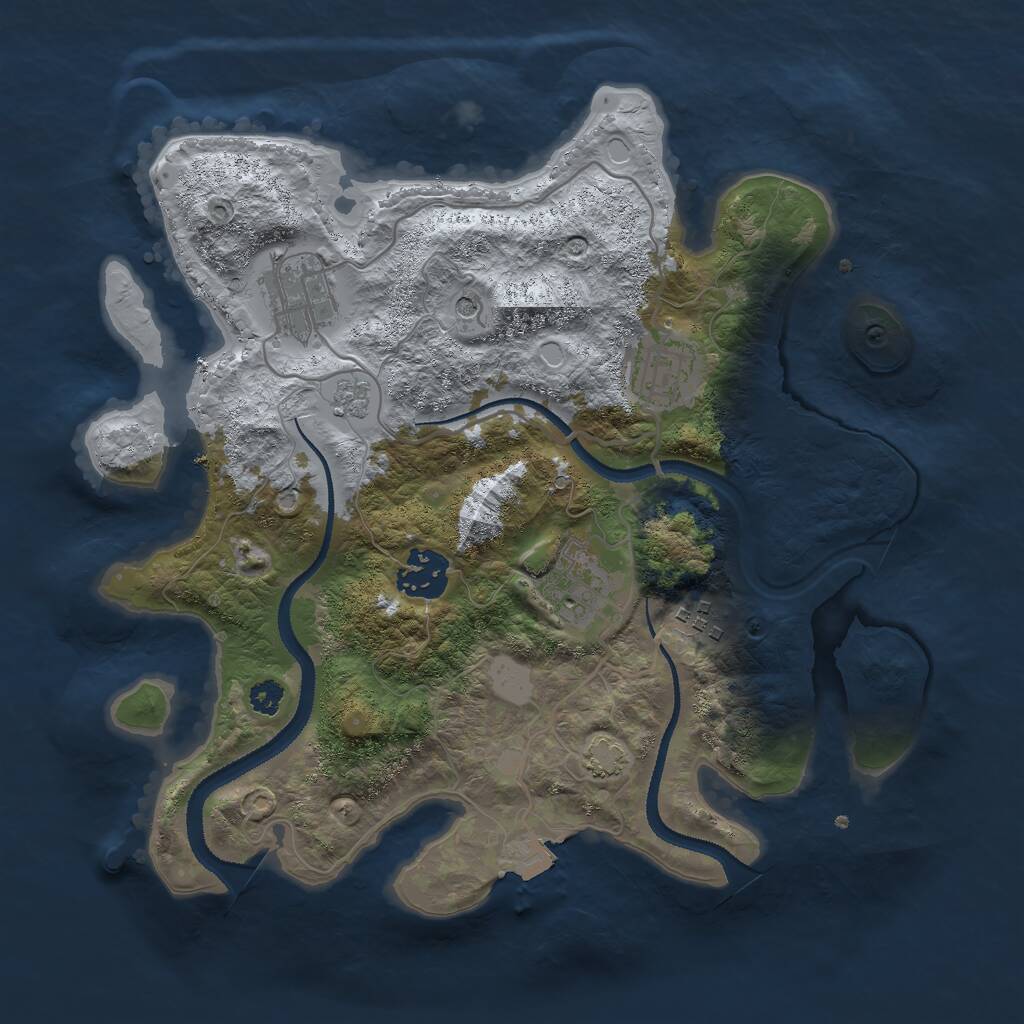 Rust Map: Procedural Map, Size: 3000, Seed: 836317692, 9 Monuments