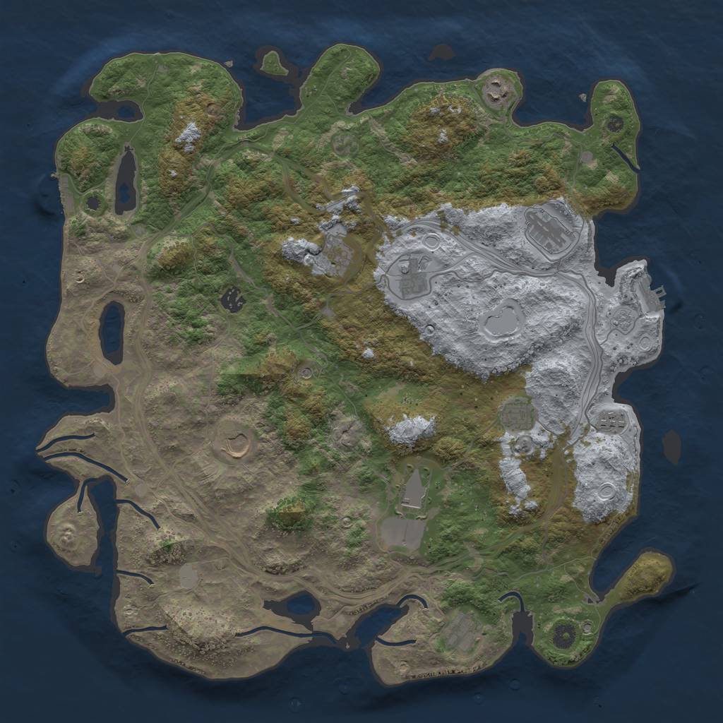 Rust Map: Procedural Map, Size: 4500, Seed: 2054790094, 19 Monuments