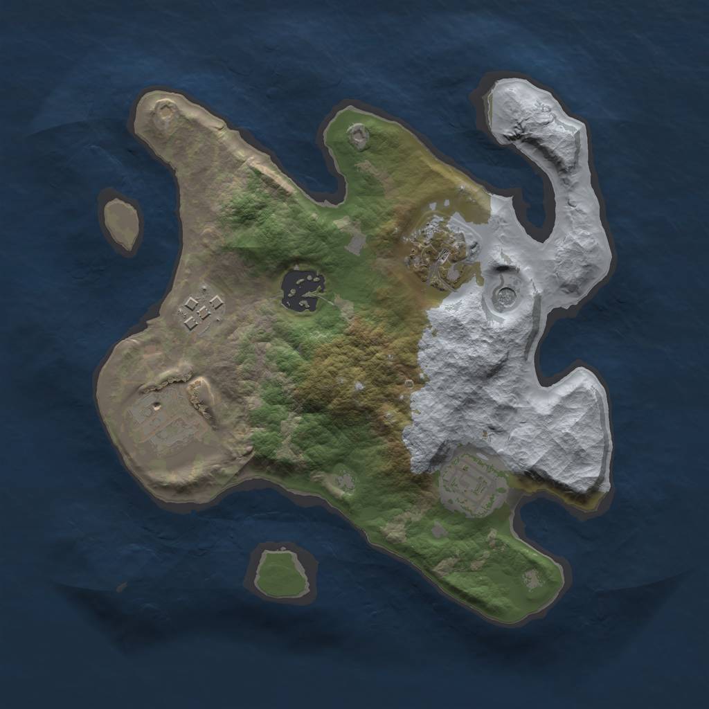 Rust Map: Barren, Size: 2400, Seed: 928373177, 8 Monuments