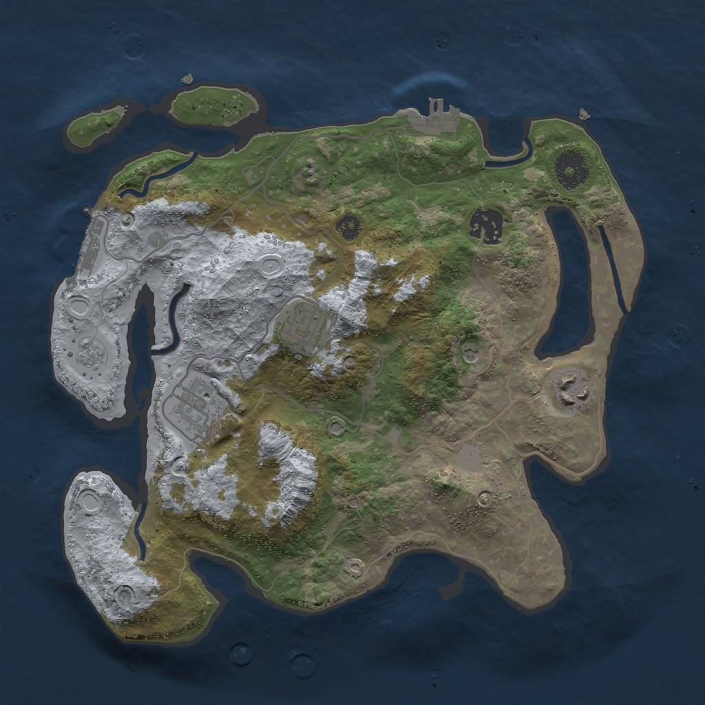 Rust Map: Procedural Map, Size: 3000, Seed: 1916336663, 13 Monuments