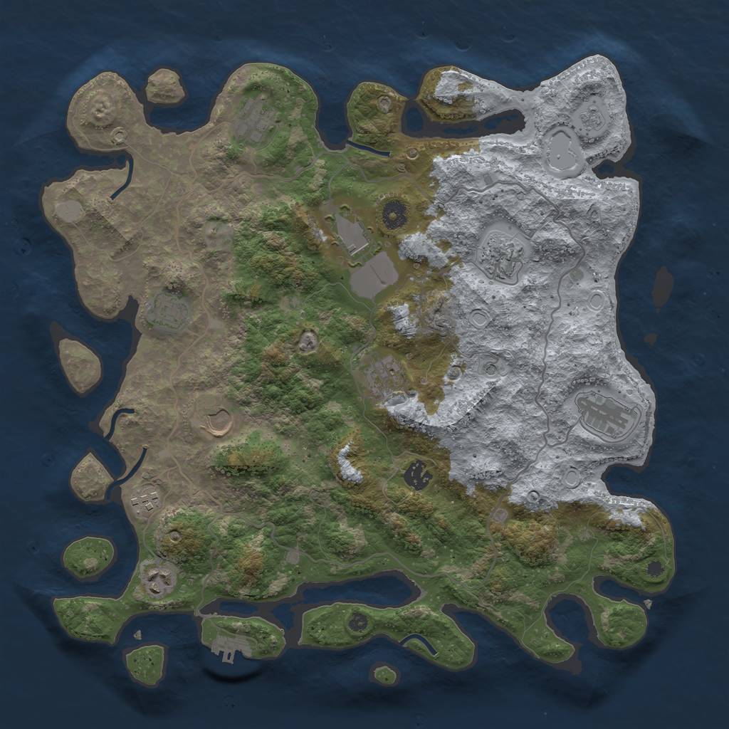 Rust Map: Procedural Map, Size: 4000, Seed: 33567244, 18 Monuments