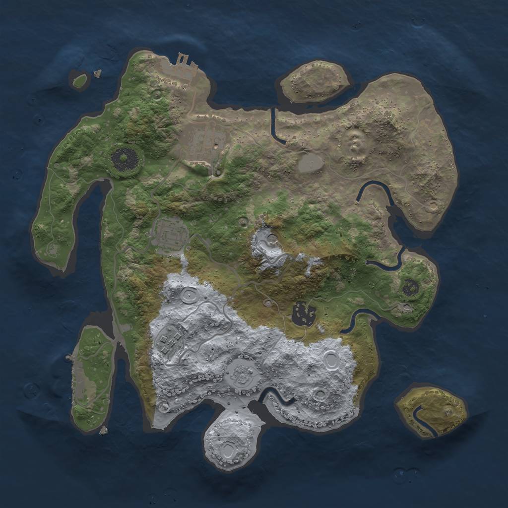 Rust Map: Procedural Map, Size: 3000, Seed: 1720125728, 13 Monuments