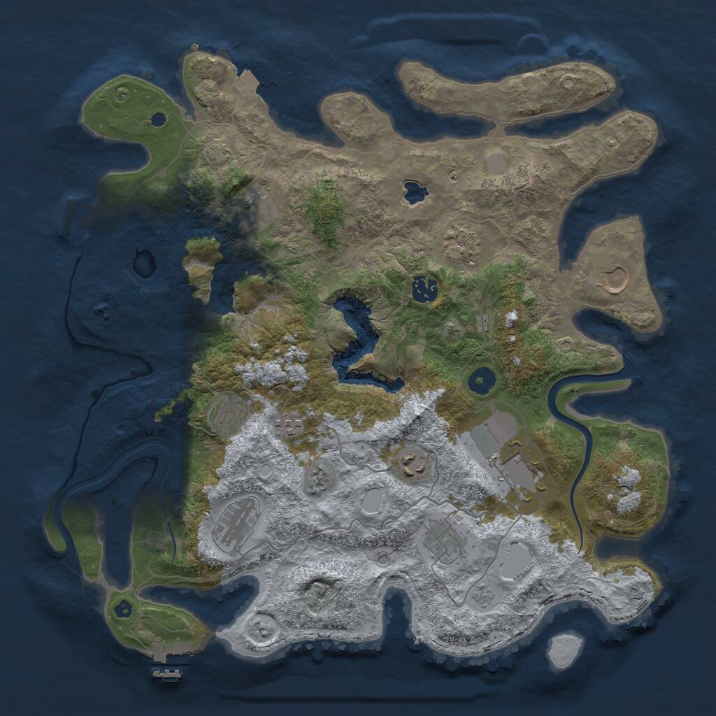 Rust Map: Procedural Map, Size: 4000, Seed: 56231, 16 Monuments