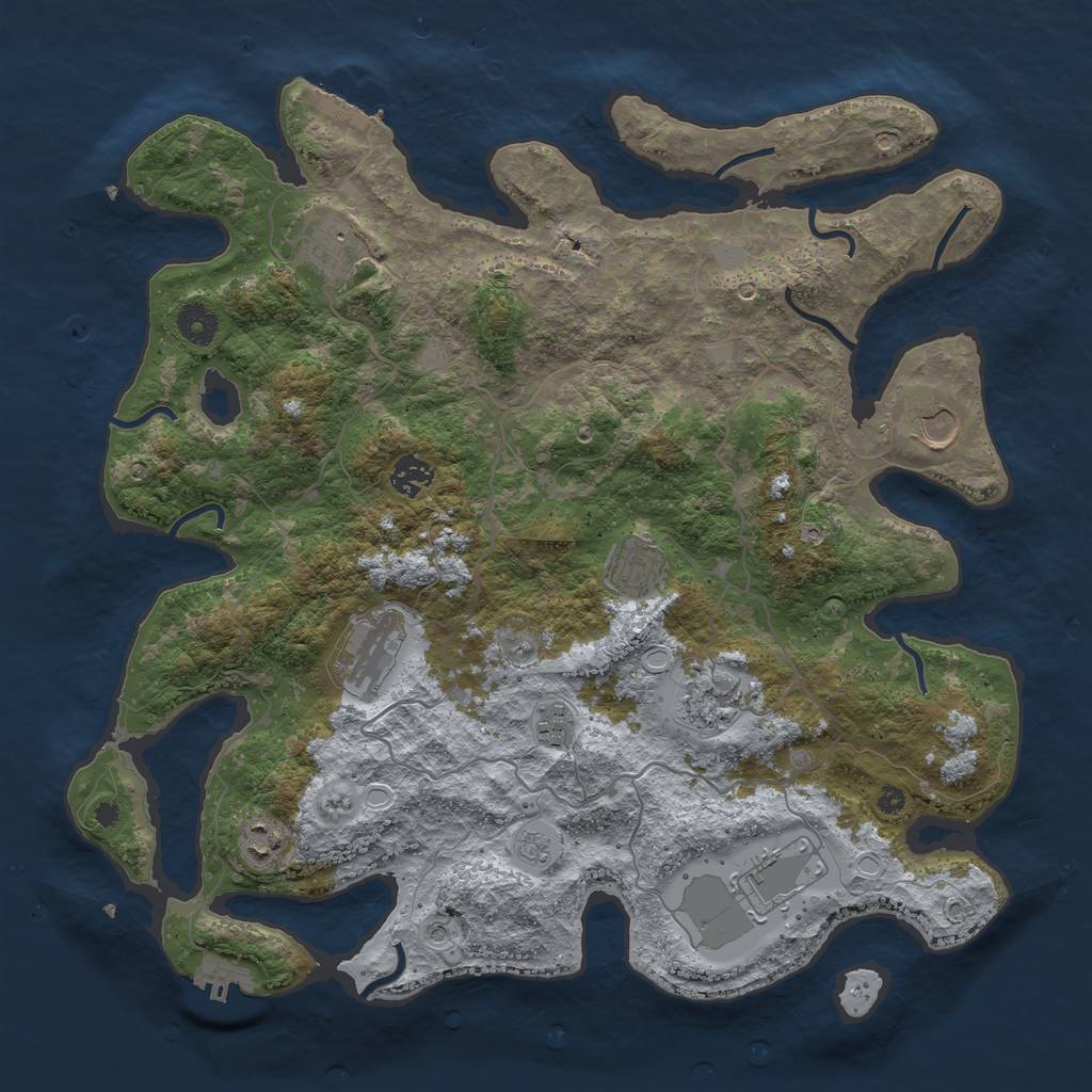 Rust Map: Procedural Map, Size: 4000, Seed: 56231, 18 Monuments