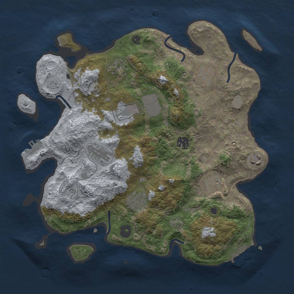 Rust Map: Procedural Map, Size: 3500, Seed: 28488, 17 Monuments
