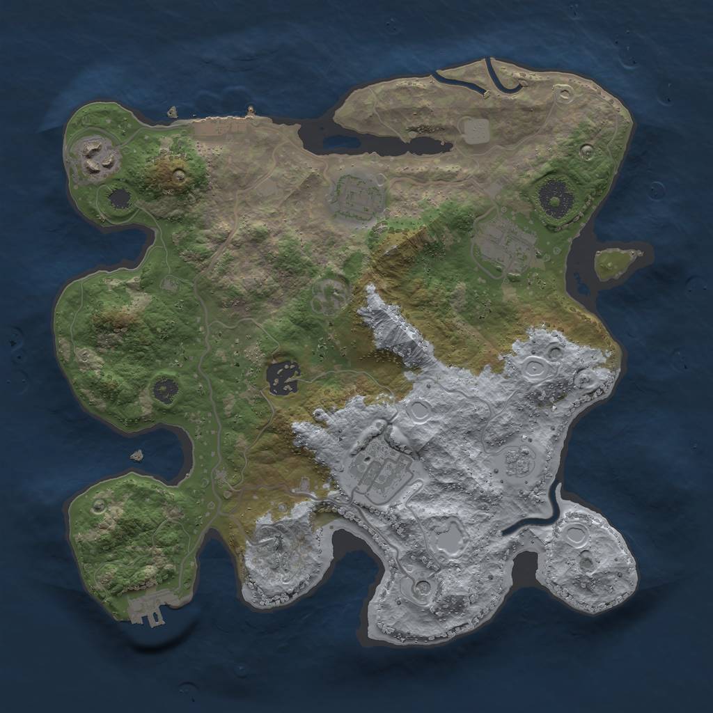 Rust Map: Procedural Map, Size: 3000, Seed: 28952, 14 Monuments