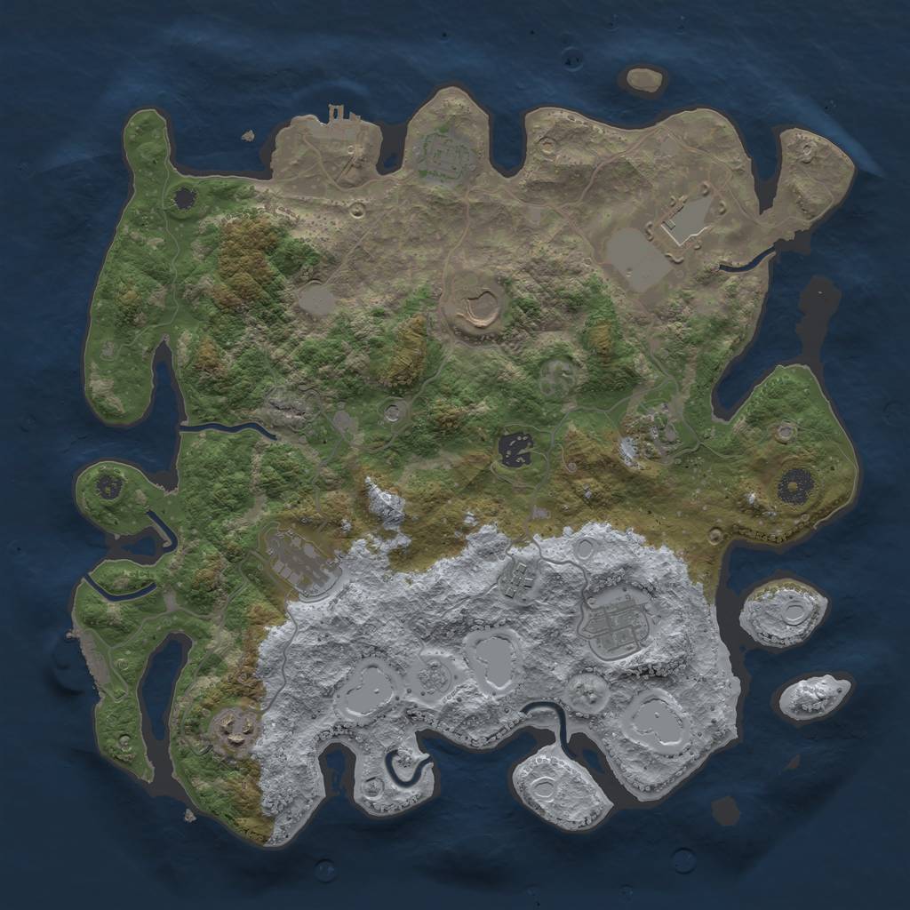 Rust Map: Procedural Map, Size: 3750, Seed: 369744400, 18 Monuments