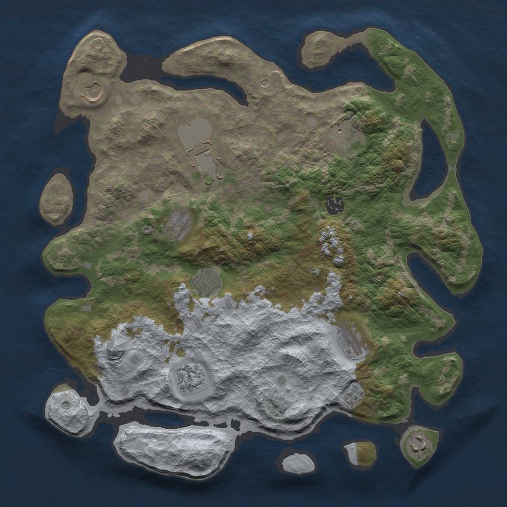 Rust Map: Barren, Size: 4000, Seed: 40805563, 13 Monuments