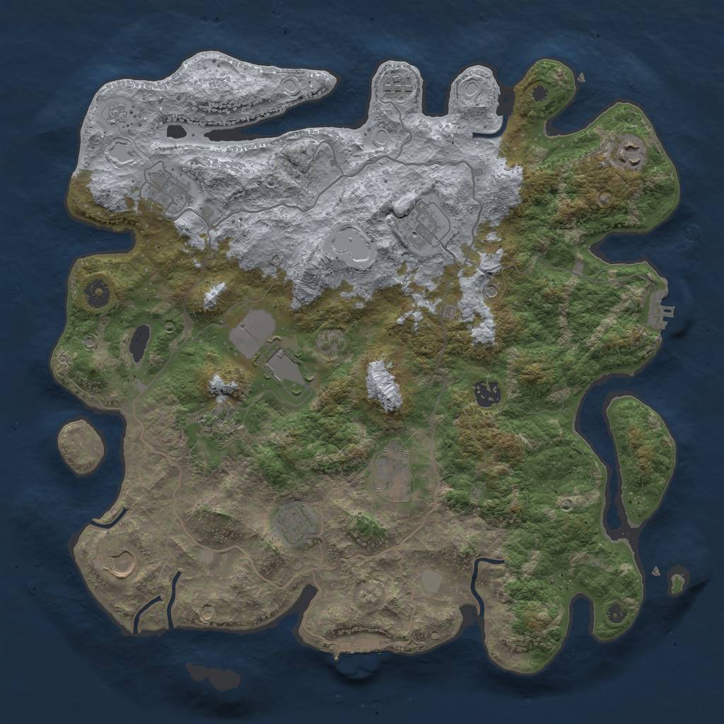 Rust Map: Procedural Map, Size: 4000, Seed: 1699708607, 19 Monuments