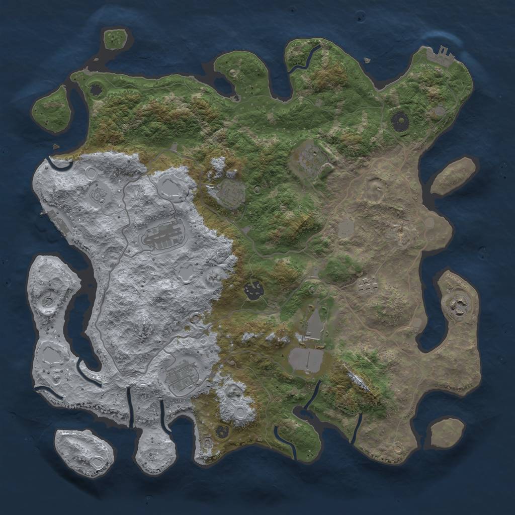 Rust Map: Procedural Map, Size: 4000, Seed: 316846524, 17 Monuments