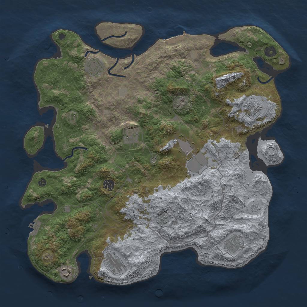 Rust Map: Procedural Map, Size: 4000, Seed: 5991, 18 Monuments