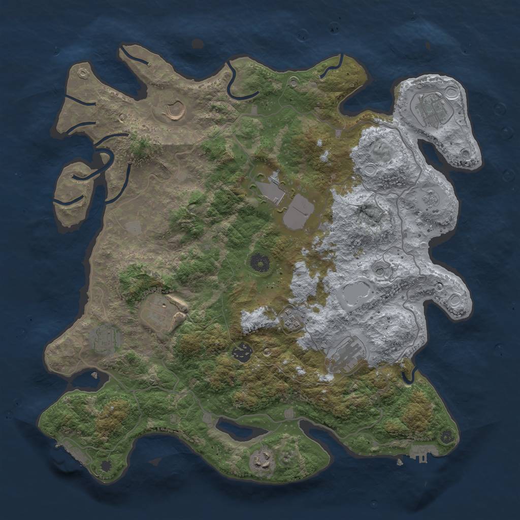 Rust Map: Procedural Map, Size: 4000, Seed: 2007636252, 18 Monuments