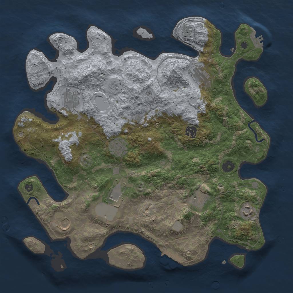 Rust Map: Procedural Map, Size: 3700, Seed: 75678, 18 Monuments