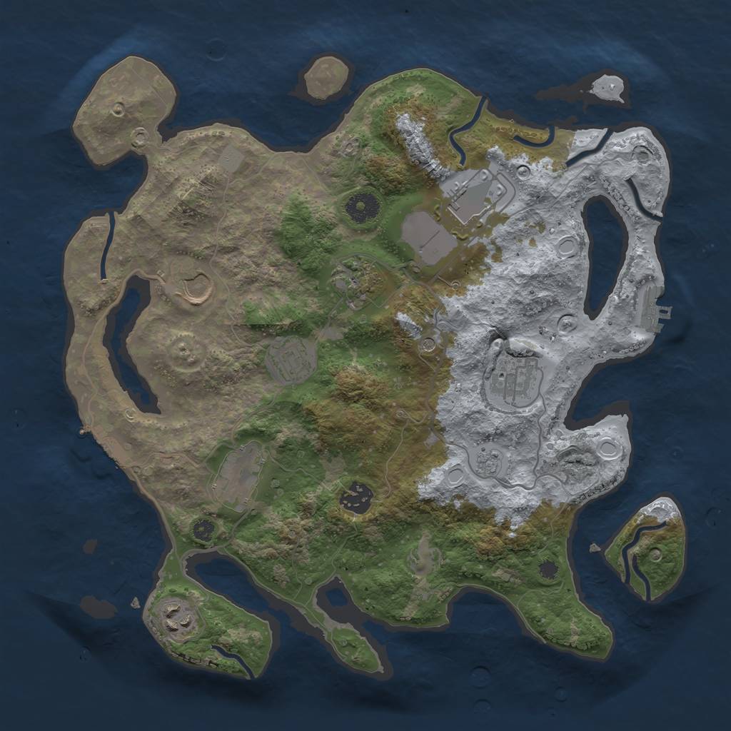 Rust Map: Procedural Map, Size: 3500, Seed: 1584981, 17 Monuments