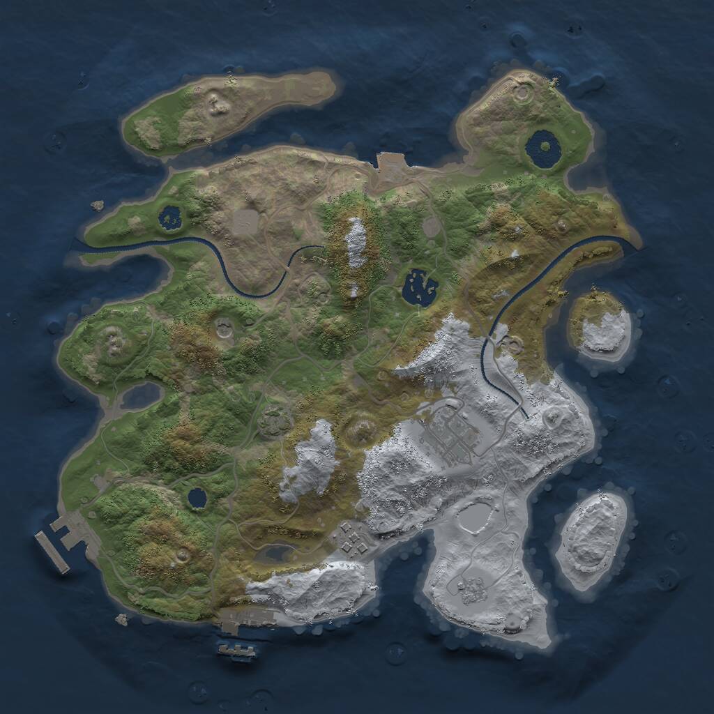 Rust Map: Procedural Map, Size: 3000, Seed: 54672, 9 Monuments
