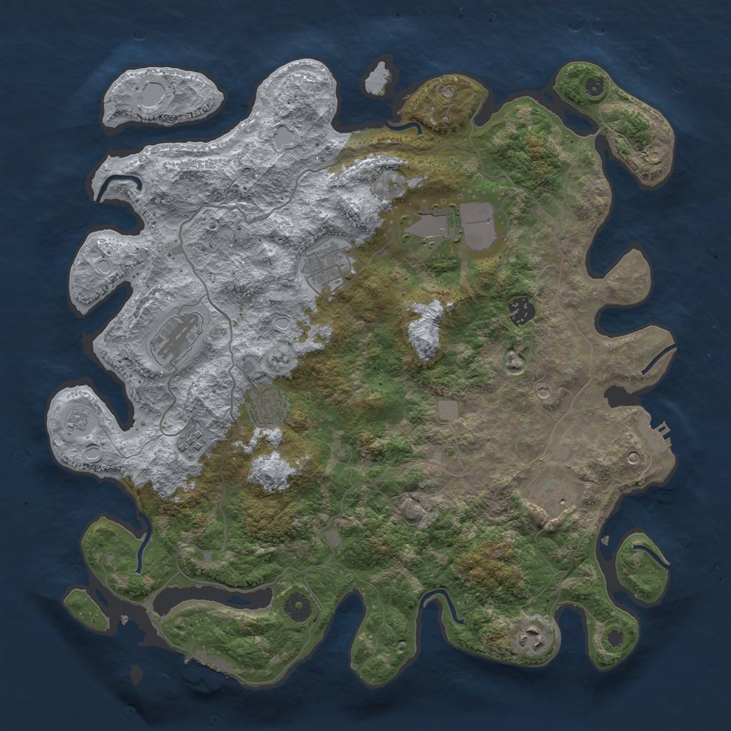 Rust Map: Procedural Map, Size: 4000, Seed: 714097706, 17 Monuments