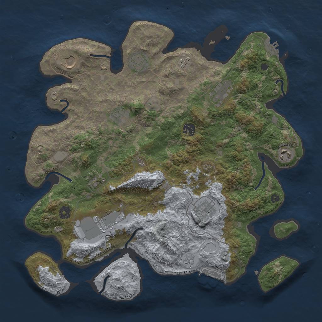 Rust Map: Procedural Map, Size: 3800, Seed: 385165, 19 Monuments