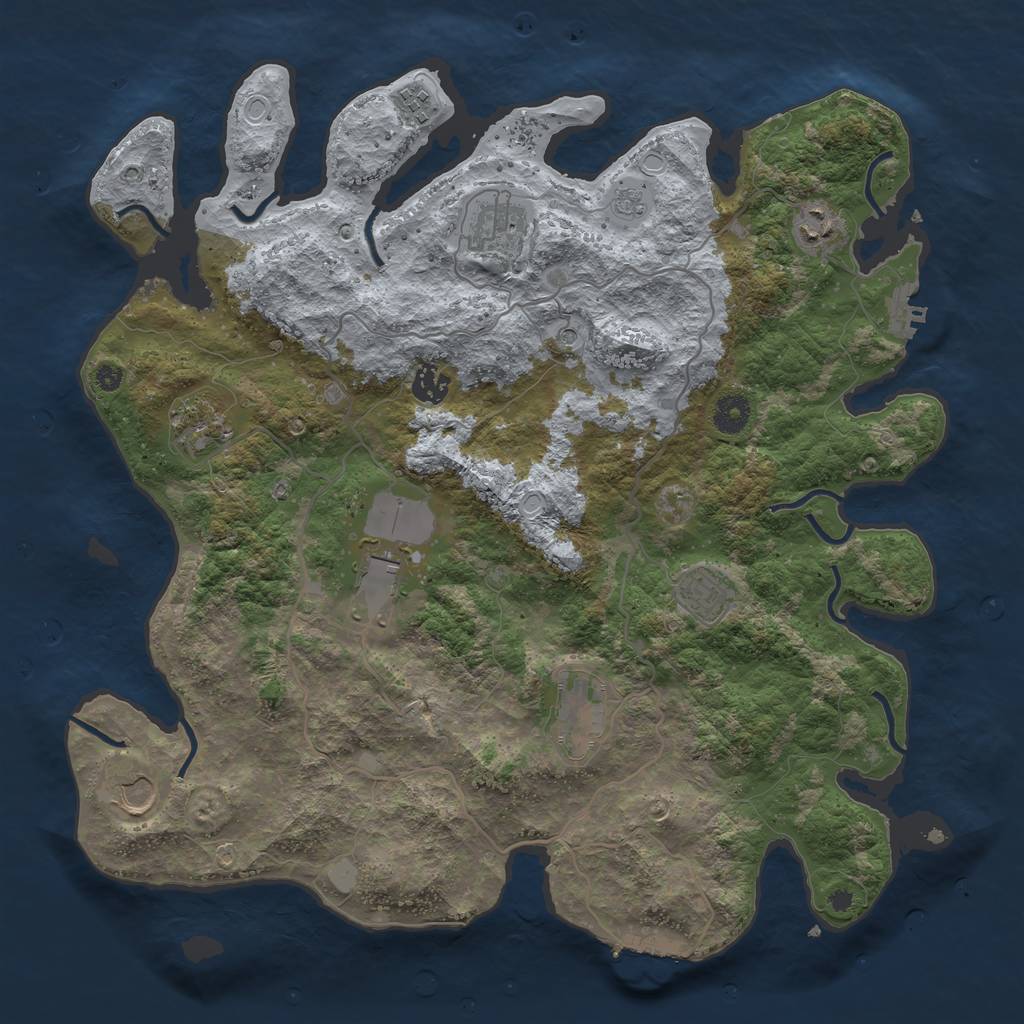 Rust Map: Procedural Map, Size: 4000, Seed: 54731462, 18 Monuments