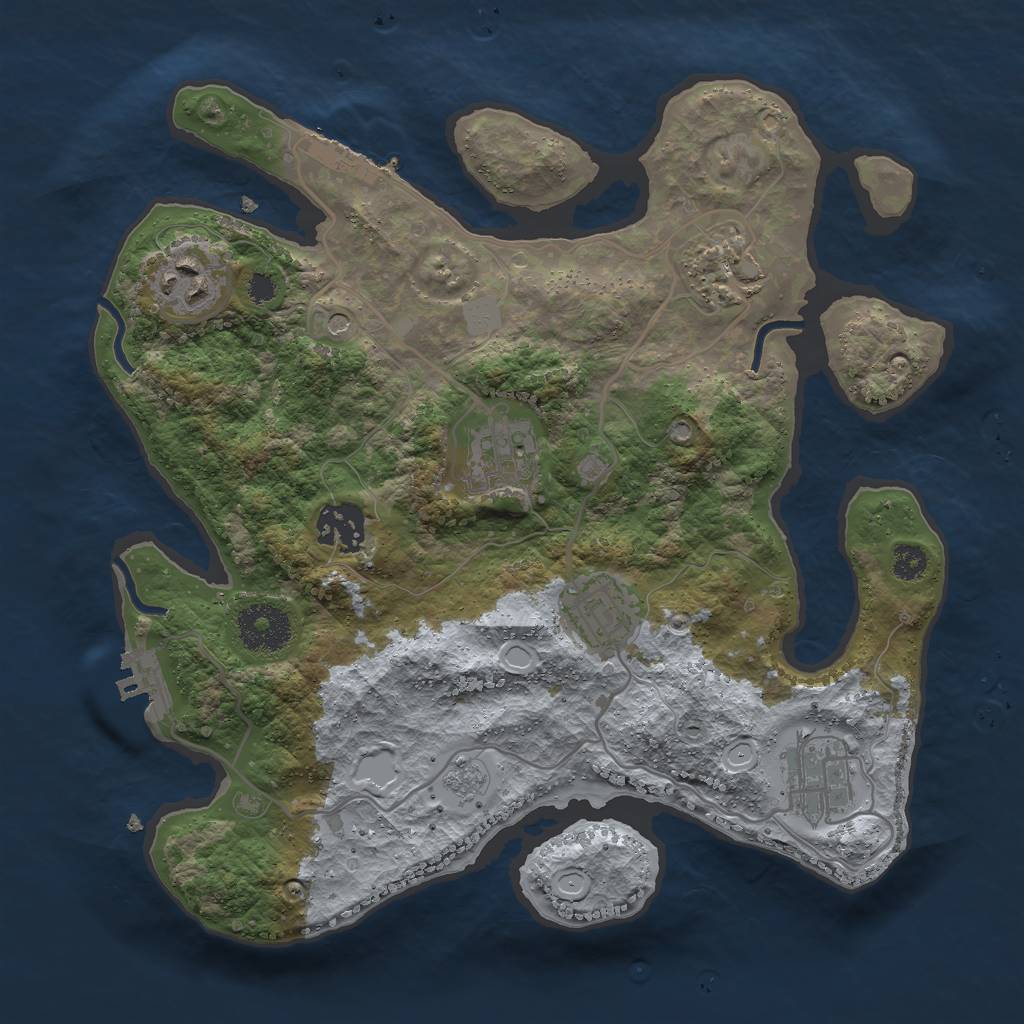 Rust Map: Procedural Map, Size: 3000, Seed: 17777777, 15 Monuments