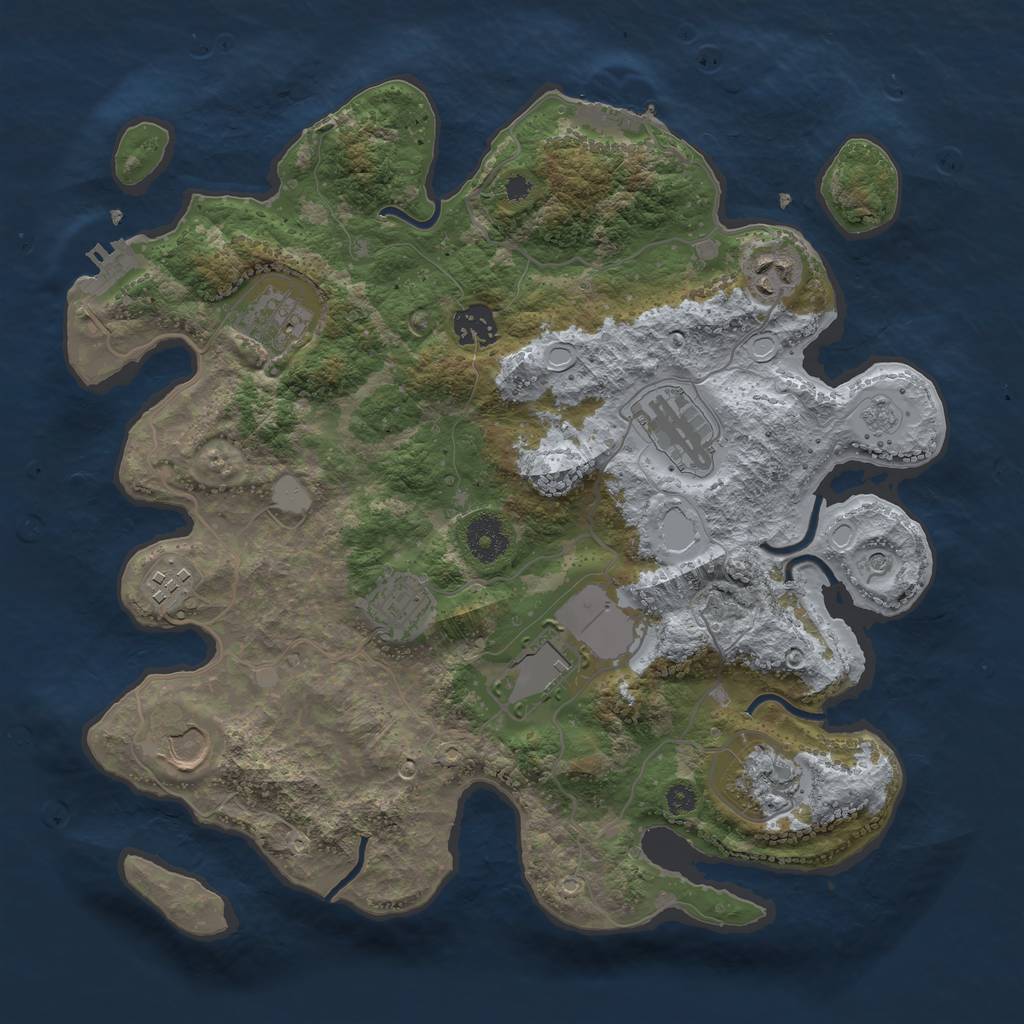Rust Map: Procedural Map, Size: 3500, Seed: 392919378, 16 Monuments