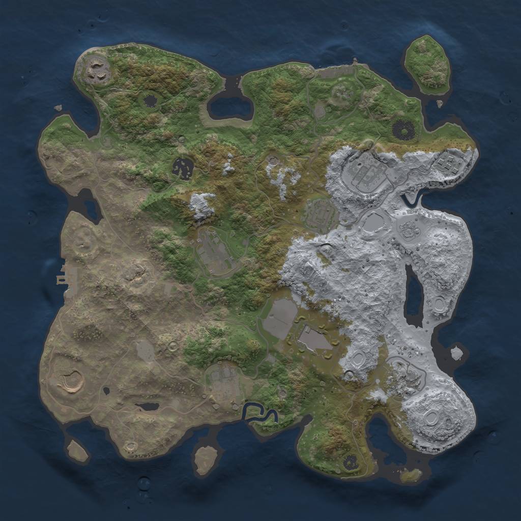 Rust Map: Procedural Map, Size: 3500, Seed: 950490693, 19 Monuments