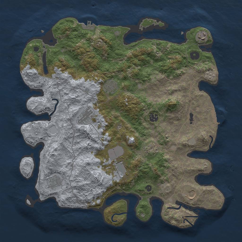 Rust Map: Procedural Map, Size: 4000, Seed: 668720944, 18 Monuments