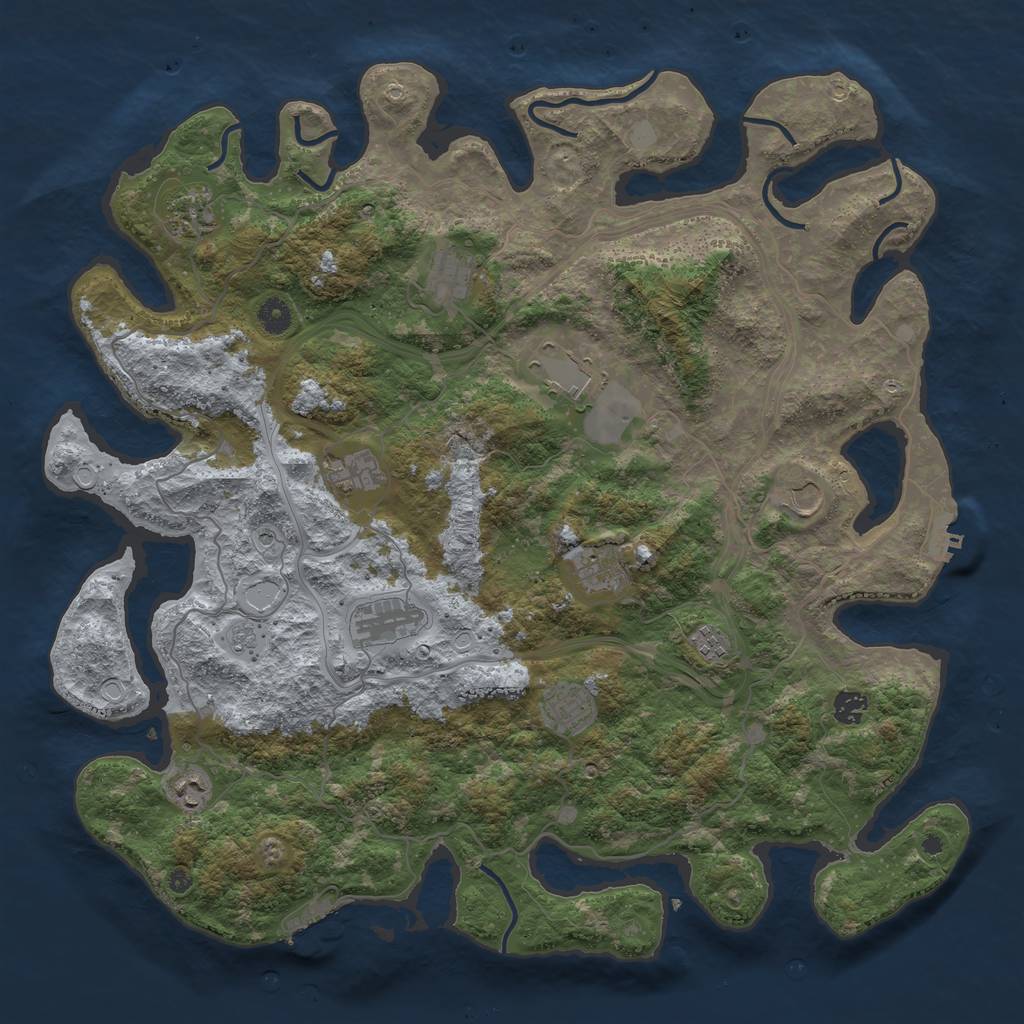 Rust Map: Procedural Map, Size: 4500, Seed: 1456166394, 20 Monuments