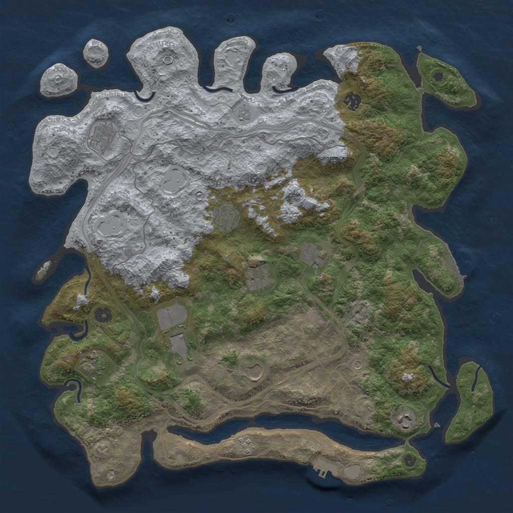 Rust Map: Procedural Map, Size: 4500, Seed: 340493, 19 Monuments