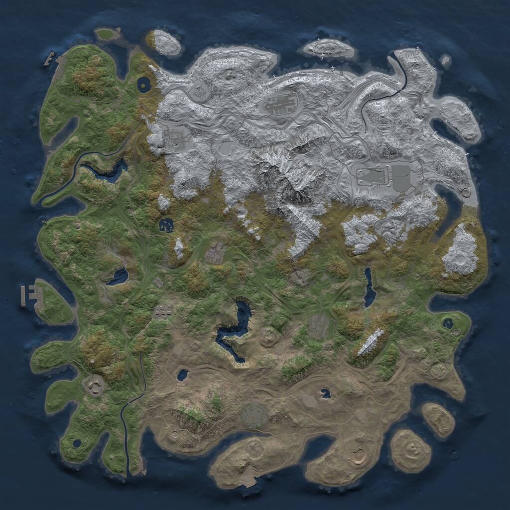 Rust Map: Procedural Map, Size: 5000, Seed: 445543554, 17 Monuments