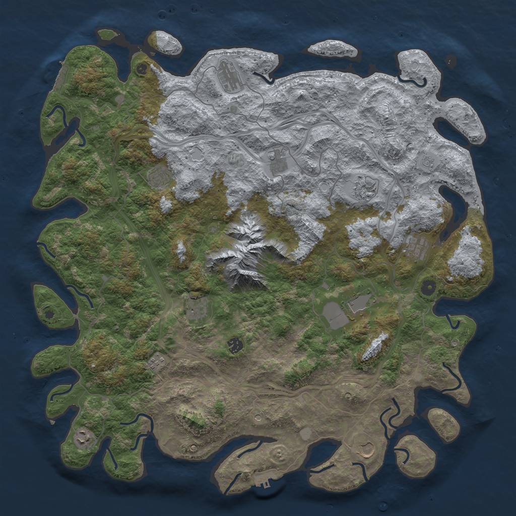 Rust Map: Procedural Map, Size: 5000, Seed: 445543554, 20 Monuments