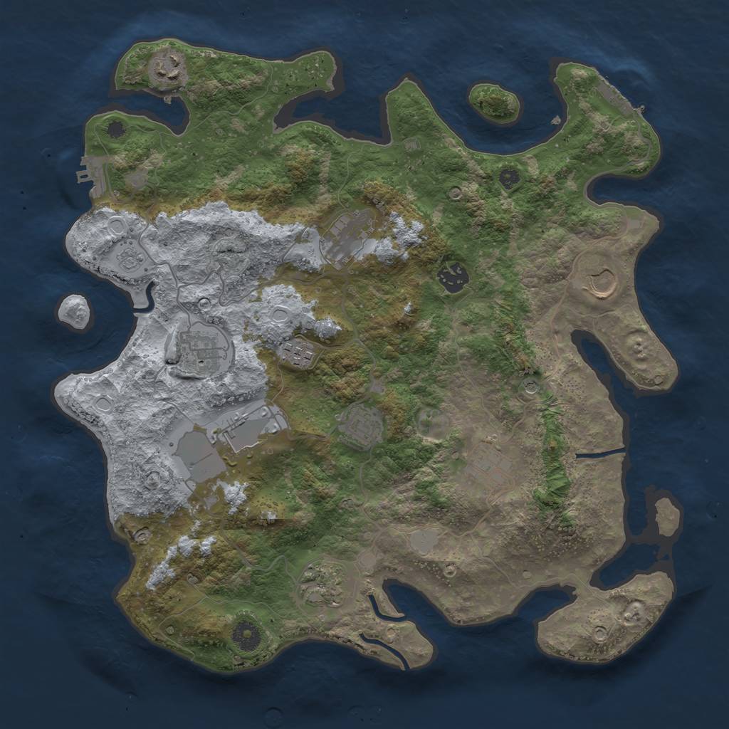 Rust Map: Procedural Map, Size: 3750, Seed: 91017390, 19 Monuments