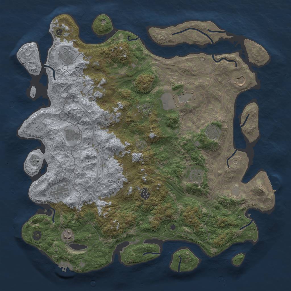 Rust Map: Procedural Map, Size: 4500, Seed: 1894345113, 20 Monuments