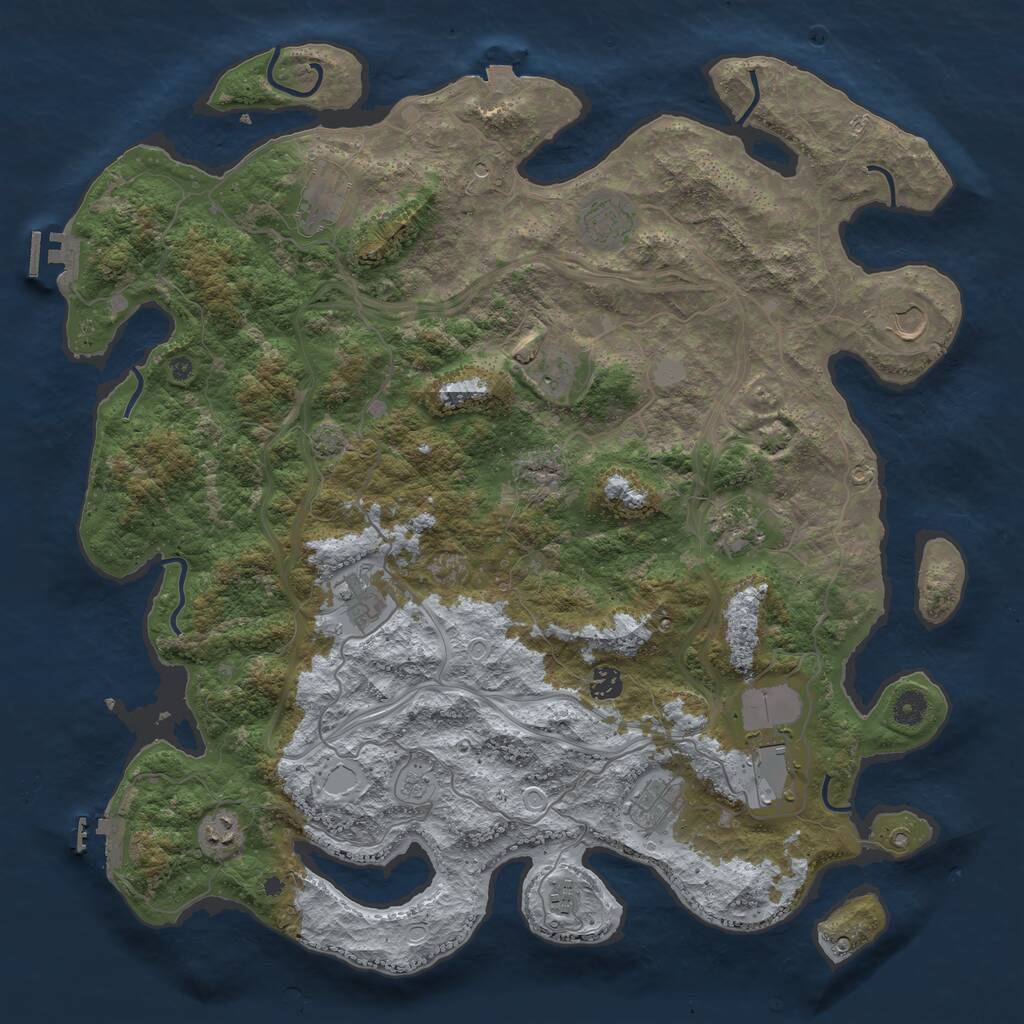 Rust Map: Procedural Map, Size: 4500, Seed: 641196337, 17 Monuments